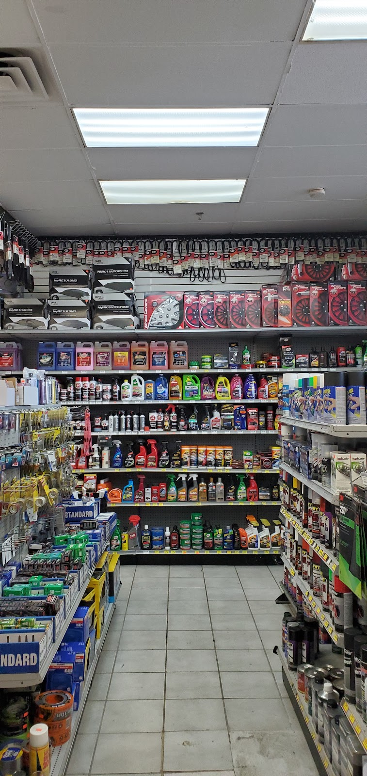 Inside DAS Auto Parts White Plains, a fully stocked aisle