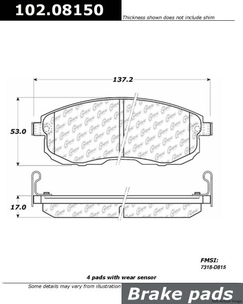 Centric Posi Quiet Semi-Metallic Disc Brake Pad Set