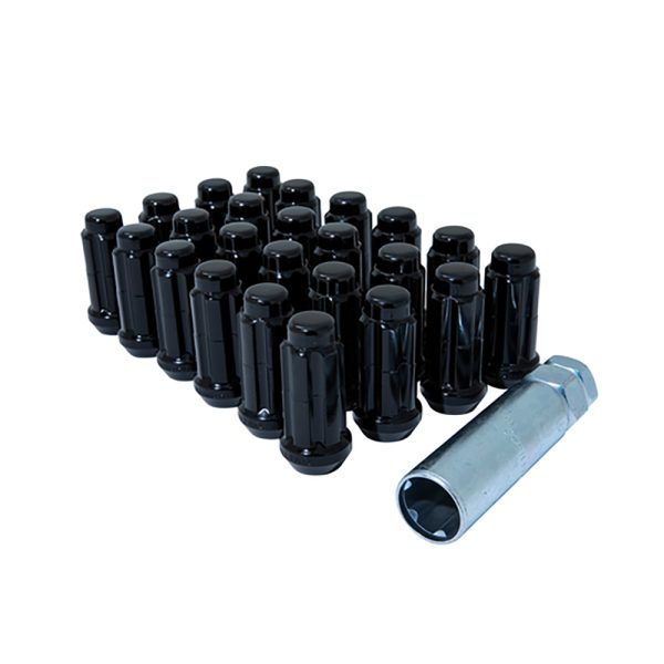 Gorilla Spline Lug Nut Kit, 14 x 1.5, 6-Lug, Black Chrome